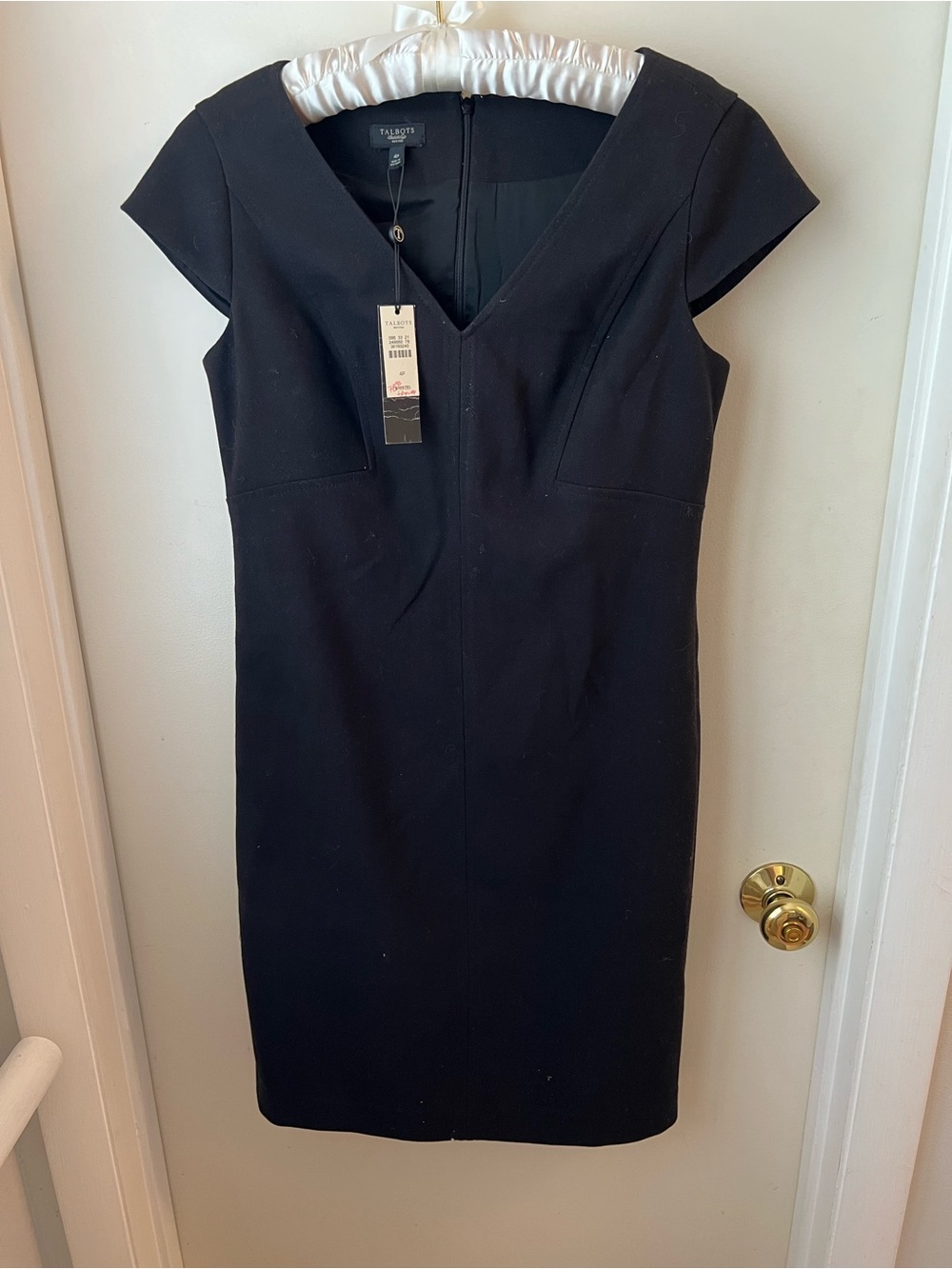 Talbots Black V-Neck Cap Sleeve Sheath Dress